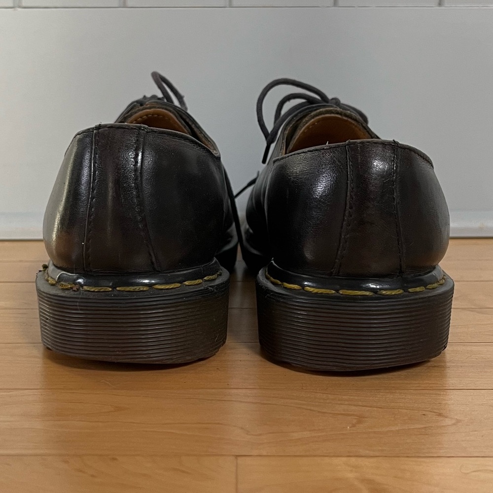 Dr. Martens Black Leather 3-Eye Derby with Yellow Stitching - Picture 4 of 9